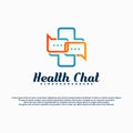 Health chat logo vector design with plus sign. Royalty Free Stock Photo