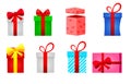 Set of bright gifts icons