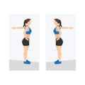 Woman Chest stretch exercise. Flat vector