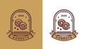 donut logo design vintage with badge Royalty Free Stock Photo