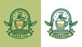 green tea logo design, minimalist traditional vintage teapot for cafe