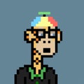 Cryptoape NFT. Ape wearing rainbow propeller hat and black shisrt Royalty Free Stock Photo