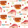 Seamless pattern hand drawing cake and tea. food and beverage background for fabric print, textile, gift wrapping paper