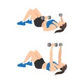 Woman doing Dumbbell chest press exercise. Royalty Free Stock Photo