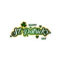 Happy St. Patrick`s Day lettering with Shamrock illustration on a white background. Royalty Free Stock Photo