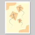 Abstract wall art. Illustration of 3 kites flying in the sky. Suitable for wall decoration in the house. Vector illustration