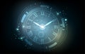 Vector futuristic technology cyber clock concept background
