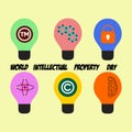 Basic RGB. vector. World Intellectual Property Day. gretting card