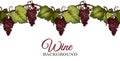 Sketch hand drawn Wine poster with red grapes and green leaves on branch isolated on white background. Royalty Free Stock Photo