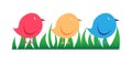 Vector of colorful chicks on the grass