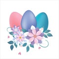 Easter eggs with flowers isolated Royalty Free Stock Photo
