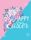 Easter eggs with flowers isolated Royalty Free Stock Photo