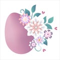 Easter eggs with flowers isolated Royalty Free Stock Photo