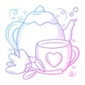 Teapot drink clipart with Hand drawn style