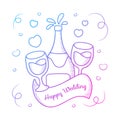 Hand drawn of Happy wedding Cheers drink illustration