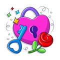 Cute Love locks and key wedding clipart