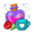 Cute Wedding love potion clipart illustration Royalty Free Stock Photo