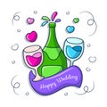 Colored Happy wedding Cheers drink clipart