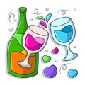 Colored Happy wedding Cheers drink clipart