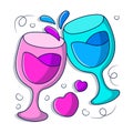 Colored Happy wedding Cheers drink clipart