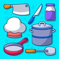 Simple Colored Kitchen Utensils clipart Royalty Free Stock Photo