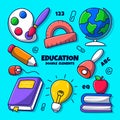 Hand drawn of Educational clipart element set Royalty Free Stock Photo