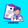 Doctor diagnose with medical record illustration