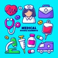 Medical doodle element collections