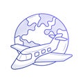 Doodle Airplane with earth or globe Illustration