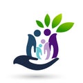 People health care family tree wellness Helping hands world giving nature hands holding tree hold family logo icon vector