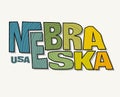 State of Nebraska with the name distorted into state shape. Pop art style vector illustration Royalty Free Stock Photo