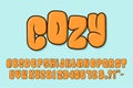 Alphabet Graffity Bubble Orange Typography Set concept Cartoon Vector