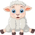 Cute baby sheep cartoon sitting Royalty Free Stock Photo