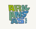 State of Arkansas with the name distorted into state shape. Pop art style vector illustration Royalty Free Stock Photo