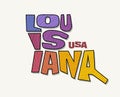 State of Louisiana with the name distorted into state shape. Pop art style vector illustration Royalty Free Stock Photo