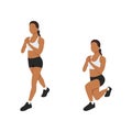 Woman doing Split squat exercise. Flat vector