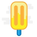 Cute Square Sweet Yellow Manggo Popsicle Flat Design Cartoon