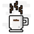 Cute Square Hot Cappucino Coffee Flat Design