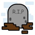 Cute Square Halloween Rest In Peace Tombstone Flat Design