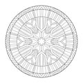 Decorative round mandala with striped patterns on a white isolated background. Royalty Free Stock Photo