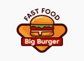 Fast food of hamburger Vector Illustration. Burger Logo and Vector for Fast Food. Royalty Free Stock Photo