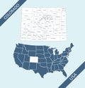 County map of Colorado labeled Royalty Free Stock Photo