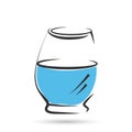 Glass of blue wine water out line illustration clip art icon Royalty Free Stock Photo