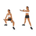 Woman doing plie squat scoop up exercise