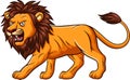 Cartoon angry lion on white background