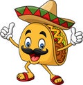 Cartoon funny taco mascot giving thumb up