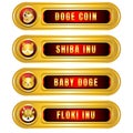 Icon set doge coin cryptocurrency gold button Royalty Free Stock Photo