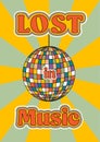 Music retro poster with disco ball Royalty Free Stock Photo
