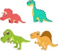 Cute little dinosaurs cartoon collection Royalty Free Stock Photo