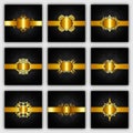 gold ribbon set for luxurious decoration and paper Royalty Free Stock Photo